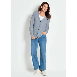 GOLDNER Langarm Strickjacke mit V-Ausschnitt Blau 24
