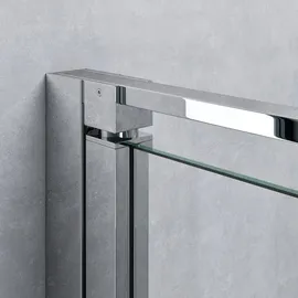 mai & mai Rav37-Plus Eckdusche mit Drehtür 80 x 195 cm transparent Sicherheitsglas inkl. Duschtasse