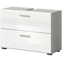 inn.furn Waschbeckenunterschrank Weiß Hochglanz Grau, 80 cm Carlo