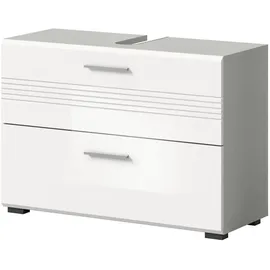 inn.furn Waschbeckenunterschrank Weiß Hochglanz Grau, 80 cm Carlo