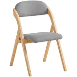 SoBuy Klappstuhl Holz gepolstert – Klappstuhl ergonomisch & faltbar, Küchenstuhl Esszimmerstuhl Balkonstuhl platzsparend, fertig montiert Hellgrau 47,5x77x59 cm FST92-N