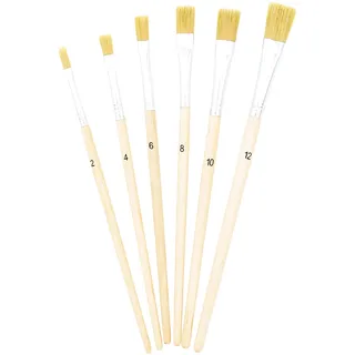TSI 49108 Schulmalpinsel-Set 6-teilig, Borstenpinsel 2,4,6,8,10,12, Schaft naturbelassen