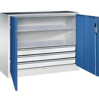 CP-Möbel Werkzeugschrank 8830-5035, aus Metall, 3 Schübe, 2 Böden, grau / blau, 120 x 100 x 40cm