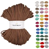 Sznurkomania, Geflochtene Baumwollkordel 5mm 100m, 46 Farben, Häkelkordel, Makramee Kordel, Makramee Garn, Premium Garn, Makramee Seil, (Braun)
