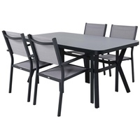 ebuy24 Virya Gartenset Tisch 90x160cm schwarz, 4 Stühle Copacabana grau. - Grau