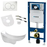 Geberit - Komplettset Wand Hänge wc Spülrandlos, Deckel, Vorwandelement, Schallschutz, Betätigungsplatte