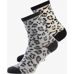 Brax Damen Socken Style DAMENSOCKEN Leo Print beige und grau, Beige, Gr. S/M