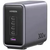 Ugreen Nexode Desktop (300 W, 5 Ports), USB Ladegerät, Grau, Schwarz
