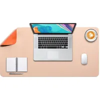 DOBAOJIA Mausepad XL, Große Mausmat, Laptop-Schreibtischmatte, Schreibtischunterlage, Büro Schreibtisch Pad, Schreibblock, Doppelseitige Verwendung PU Leder Wasserdicht, 80 x 40cm Beige/Orange