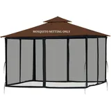 Softclub Pavillon Moskitonetz Ersatz 3 x 3 m, Universal Pavillonnetz für Outdoor Terrasse Garten Hinterhof Pavillon Baldachin 4-Panel Bildschirm Seitenwand, schwarz (nur Moskitonetz)