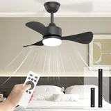 Airwit 71cm Deckenventilator mit Beleuchtung und Fernbedienung, Ø71cm Leise Deckenventilator mit Licht, Klein Lampe mit Ventilator für Schlafzimmer, Wohnzimmer, Kinderzimmer, Umkehrbaren DC Motor