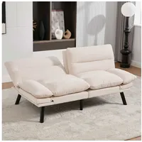 BlingBin 2-Sitzer Chenille-Zweisitzer, Verstellbares 2-Sitzer-Sofa aus Mikrofaser mit ergonomischer Rückenlehne 1 Teile, Schlafsofa für Paare, ideal zum Entspannen, Lesen und Fernsehen beige
