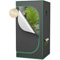 PEILU Growzelt Komplettset 80x80x160cm Pflanzenzelt inkl. Stahlrahmen Sichtfenster Reflektierendes Innenfolie Bodenwanne & Zubehörkanal Tragbare Zuchtzelte für Hydrokulturen/Indoor-Anbau