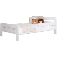 TICAA Einzelbett Kinderbett Jugendbett, Bennet mit Rausfallschutz & Lattenrost für Schlafzimmer, Kinderzimmer Kiefer Massivholz Bettgestell 90 x 200 cm