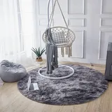 Teppich Rund Flauschig Rutschfest 160 cm (Rund) ◗schwarz Grau