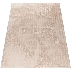 Hochflor-Teppich PACO HOME "Arnheim 743", beige (creme), B:160cm H:27mm L:220cm, Polyester, Teppiche, Uni Farben, Wellen Muster, besonders weich, Hoch-Tief Effekt