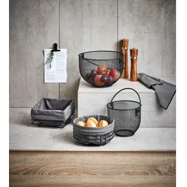 JUSTINUS Brotkorb eckig - Schwarz - - 23 x 21,5 cm - mit Stoffeinlage - Serviergeschirr, Brotkörbe