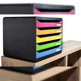 Exacompta Schubladenbox Big-Box Plus 35,5 x 27,1 x 27 cm 5-tlg. mehrfarbig