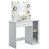 Juskys Schminktisch Zoey mit LED Beleuchtung,
