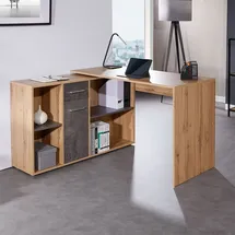 CARO-Möbel Eckschreibtisch Diego Wotan Eiche / Beton