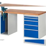PROREGAL Werkbank Serie 7000 - Modell 7511 | HxBxT 89x150x70cm | 5x Schublade + 1x Schrank | Schubladenmaße 1x60 + 1x90 + 2x150 + 1x270mm