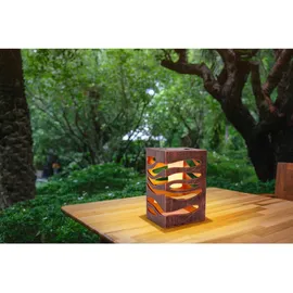 NÄVE Solarleuchte braun B:12,3cm H:20cm quadratisch 1er Set gold/braune Marmoroptik