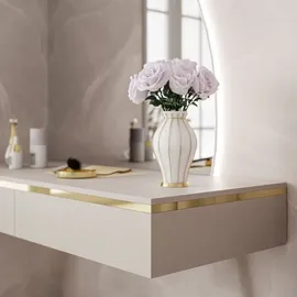 lookway Hängender Kosmetiktisch AURORA-Q mit Spiegel rechts - Gold