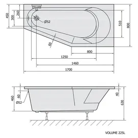 Polysan TIGRA R Eckbadewanne 80 x 170 x 46 cm (Polysan-90611-30)