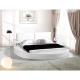 JVmoebel Polsterbett Luxuriöses Rundbett mit modernem Polsterdesign aus Stoff, Made in Europa weiß