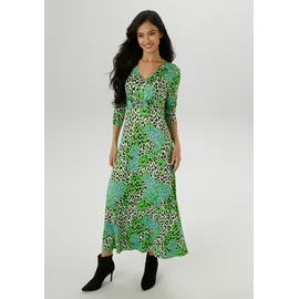 Aniston SELECTED Midikleid Leo-Print Blau/Grün/Schwarz 46