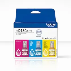 Brother BTD180CLVAL Original Tintenflaschen Cyan, Magenta, Gelb für je. Ca. 5.000 Seiten