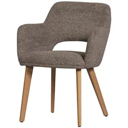 Esszimmerstuhl Murat aus Chenille-Stoff, Taupe / Natur
