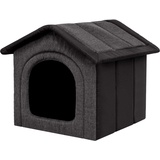 Hundehütte Hundehöhle Hundebett Hundehaus Katzenhöhle kleine S - 38x32 cm Graphit mit Schwarz