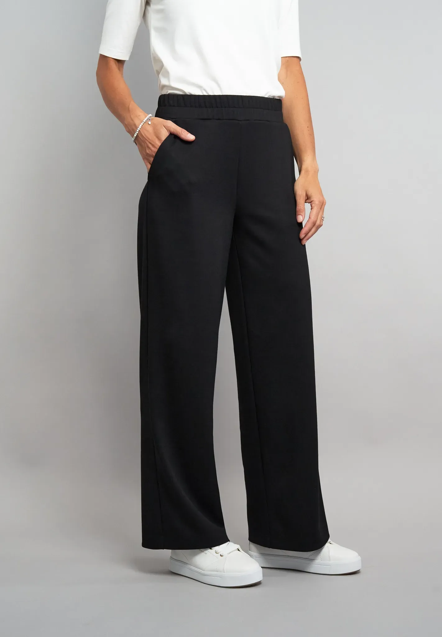 Stoffhose SEIDEL MODEN, Damen, Gr. 36, N-Gr, schwarz, Single Jersey, Obermaterial: 50% Polyester, 45% Viskose, 5% Elasthan, unifarben, Basic, normal lang, Hosen Stoffhose, in hochwertiger Jersey-Qualität, MADE IN GERMANY