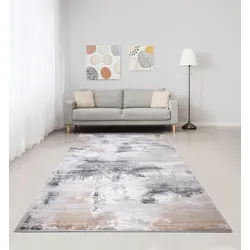 Teppich MY HOME "Oleas" Gr. 6, grau, B:200cm H:24mm L:290cm, Kunstfaser, Teppiche, Vintage-Look, abstraktes Design, weiche Haptik, pflegeleicht