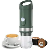 Tragbare elektrische Espressomaschine, kabellos, zum Aufwaermen und Kaltbruehen, 3 oz Einzelportions-Mini-Kaffeemaschine mit 3-IN-1-Kaffeepulver/N-... - Grün