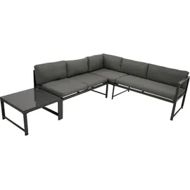 DEGAMO Funktions Lounge Set MONTANA, Aluminium dunkelgrau, Polster grau,
