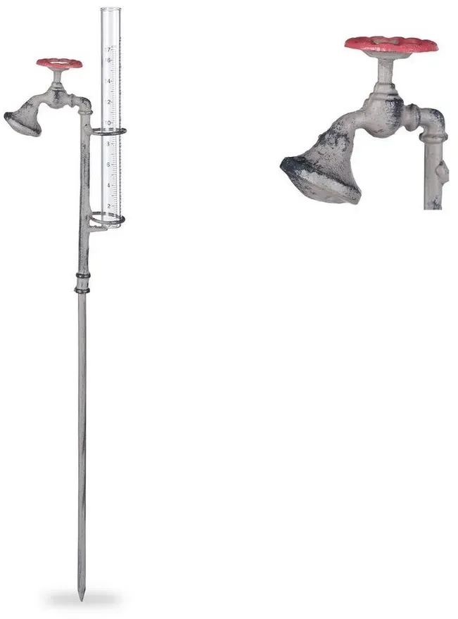 Preisvergleich Produktbild relaxdays Wasserhahn Regenmesser grau