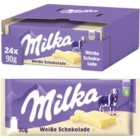 Milka Weiße Schokolade – zart-cremige Alpenmilch-Tafelschokolade im Vorratspack – 24 x 90g