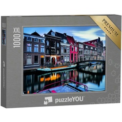 puzzleYOU Puzzle Puzzle 1000 Teile XXL „Gracht in Amsterdam am Abend“, 1000 Puzzleteile, puzzleYOU-Kollektionen Holland