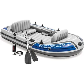 Intex Schlauchboot Excursion 4 Weiß inkl. Pumpe und Alu-Paddel