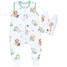 TupTam Schlafsack mit Beinen und Ärmeln OEKO-TEX zertifizierte Materialien, Winterschlafsack 2,5 TOG Unisex, Farbe: Safari (löwe, giraffe, elefant)), Größe: 68-74 - 68-74