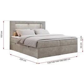 MKS Boxspringbett 160 x 200 cm H3 Beige