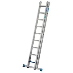 Schiebeleiter gemäß TRBS 2121, Aluminium, 2 x 9 Sprossen/Stufen