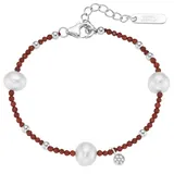 GIORGIO MARTELLO MILANO Armband mit Süßwasser-Perlen und Ziersteinen Silber 925 Größe 19 cm