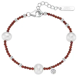 GIORGIO MARTELLO MILANO Armband mit Süßwasser-Perlen und Ziersteinen Silber 925 Größe 19 cm