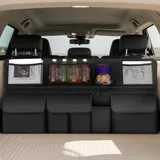 BAVATEE Auto Kofferraum Organizer, Autotasche Kofferraumtasche mit 9 Taschen, Kofferraumtasche Auto mit Klettverschluss, 105 x 51 cm Kofferraum Organizer, Schwarz