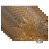 MuchoWow Placemats Platzdeckchen Platzset Tischset 6-teilig Tischdeko Untersetzer 45x30 cm Metall - Rost - Gold - Grau - Textur