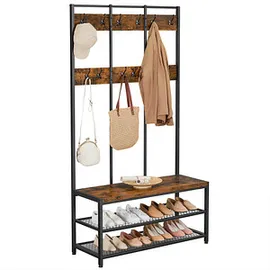 VASAGLE Garderobenbank HSR86BXV1 100 x 100 x 0 cm braun, schwarz matt