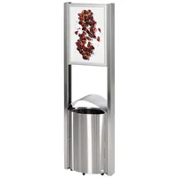 Proregal Robuster Standabfallsammler mit Schutzdach Werbefläche | 50 Liter, HxBxT 180x48x35cm | Edelstahl